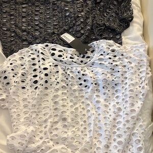 White and Black Eyelet Tops